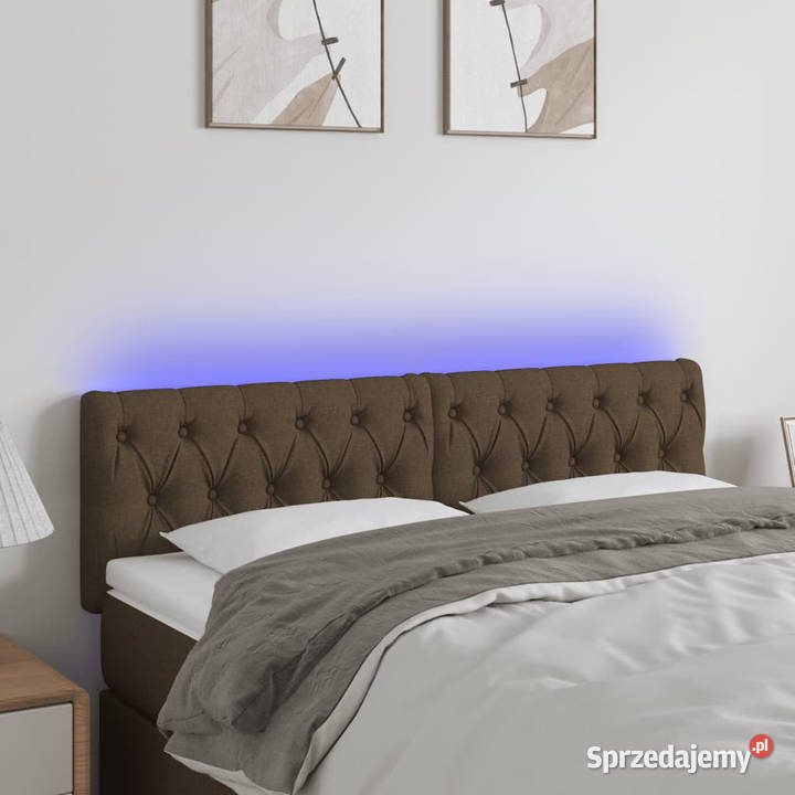 Zagłówek do łóżka z LED ciemnobrązowy 144x7x7888 Warszawa