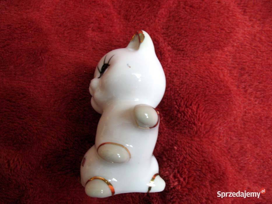 Kot kotek złocony porcelana 7 x 4 x 5 Rękodzieło mazowieckie Siedlce sprzedam