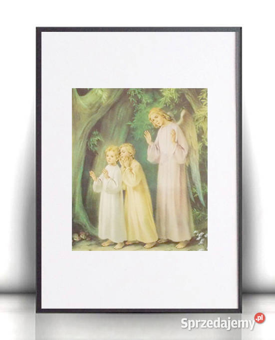 retro obrazek religijny vintage plakat z aniołem Olsztyn sprzedam