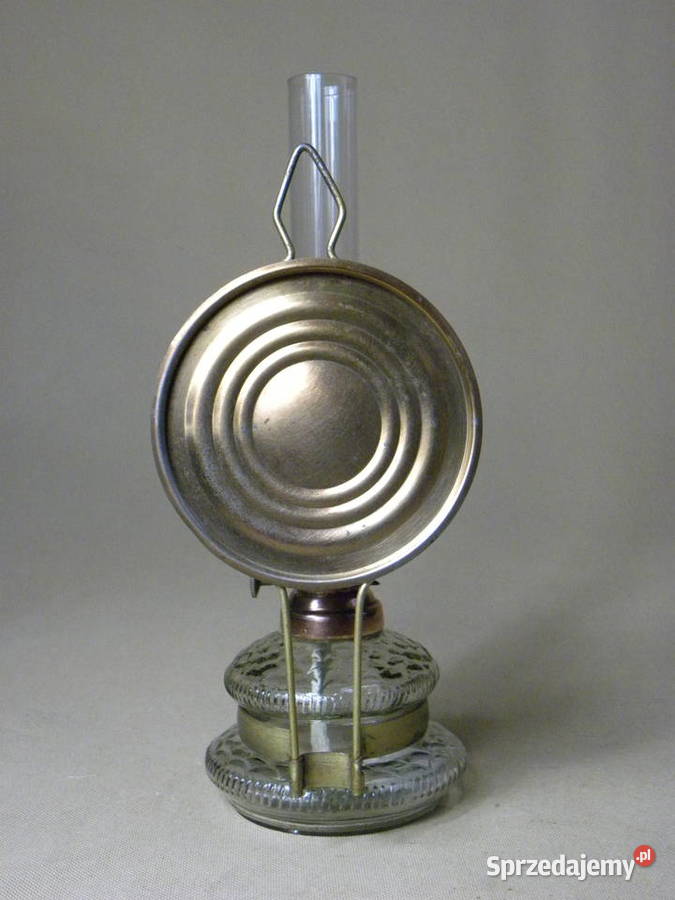 Szklana lampa lampka naftowa z mosiężnym