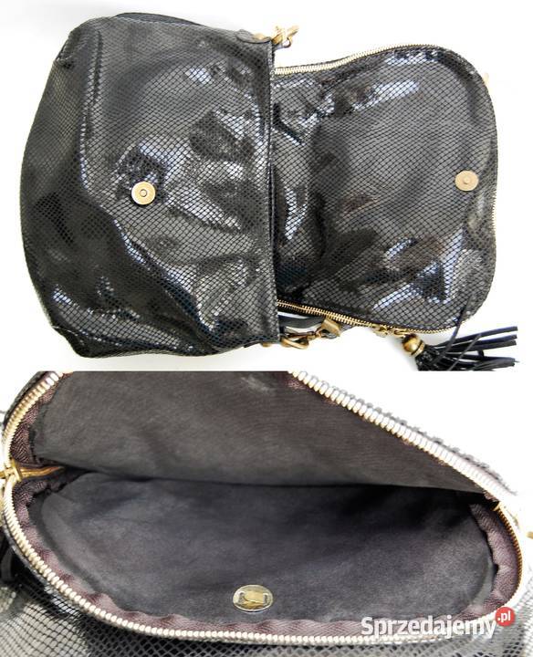 Włoska torebka na ramię listonoszka czarna skóra Lublin