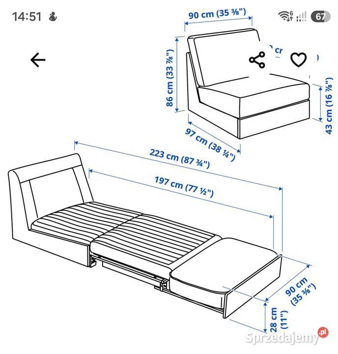 Sofa rozkładana Kivik IKEA Nieużywana 90cm Olsztyn