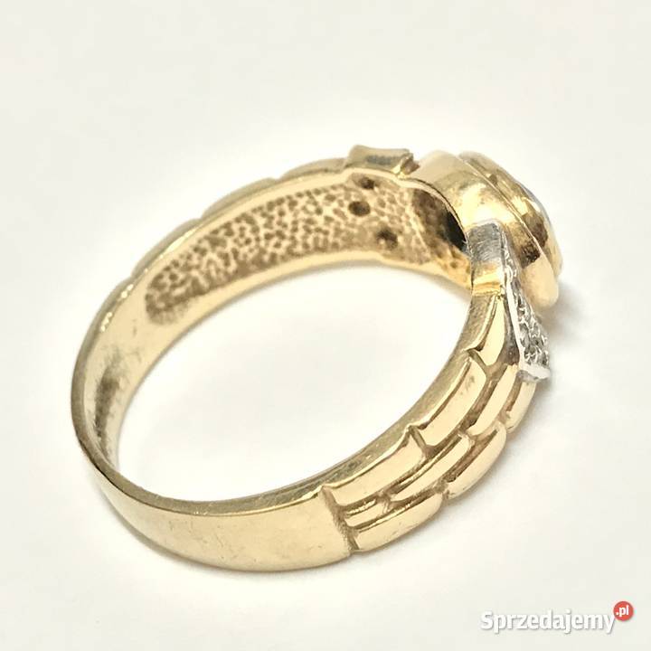 Złoty PIERŚCIONEK 14K cudny SZAFIR cyrkonie r 16 złote Warszawa