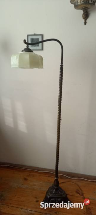 Stara mosiężna lampa z ruchomym ramieniem Klosz Skierniewice