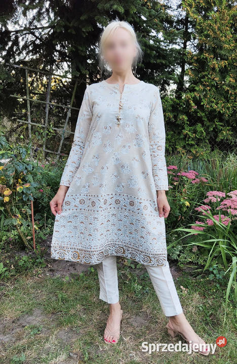 Indyjski komplet M 38 beżowy złoty malowany Rozmiar 38(M) Szczecin