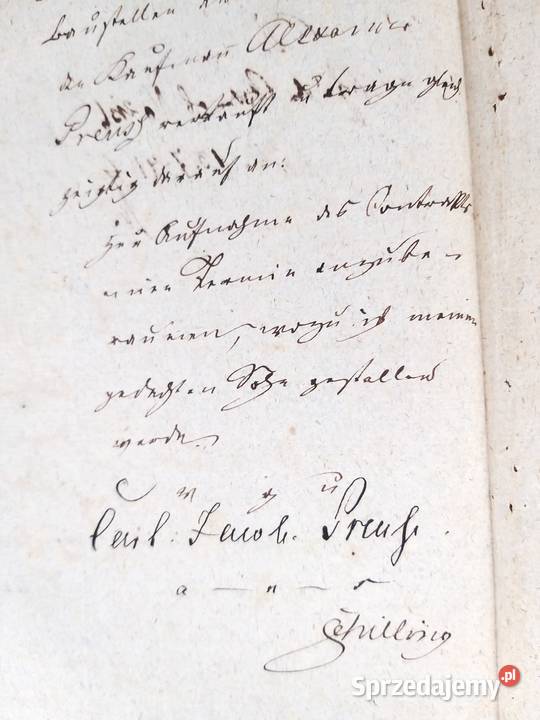 Stary dokument w języku niemieckim z 1844r Tczew Bronisze