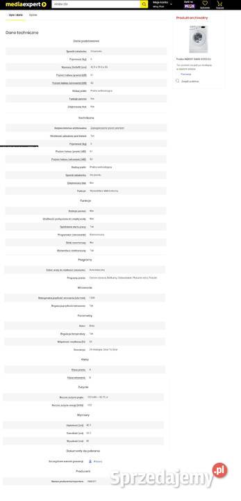 Pralka INDESIT Innex A 6 1200obr XWSE61253 Różan sprzedam