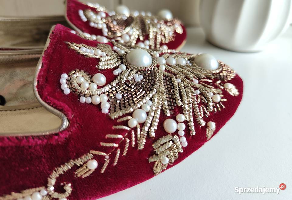 Płaskie buty loafers 38 retro vintage welur Szczecin sprzedam