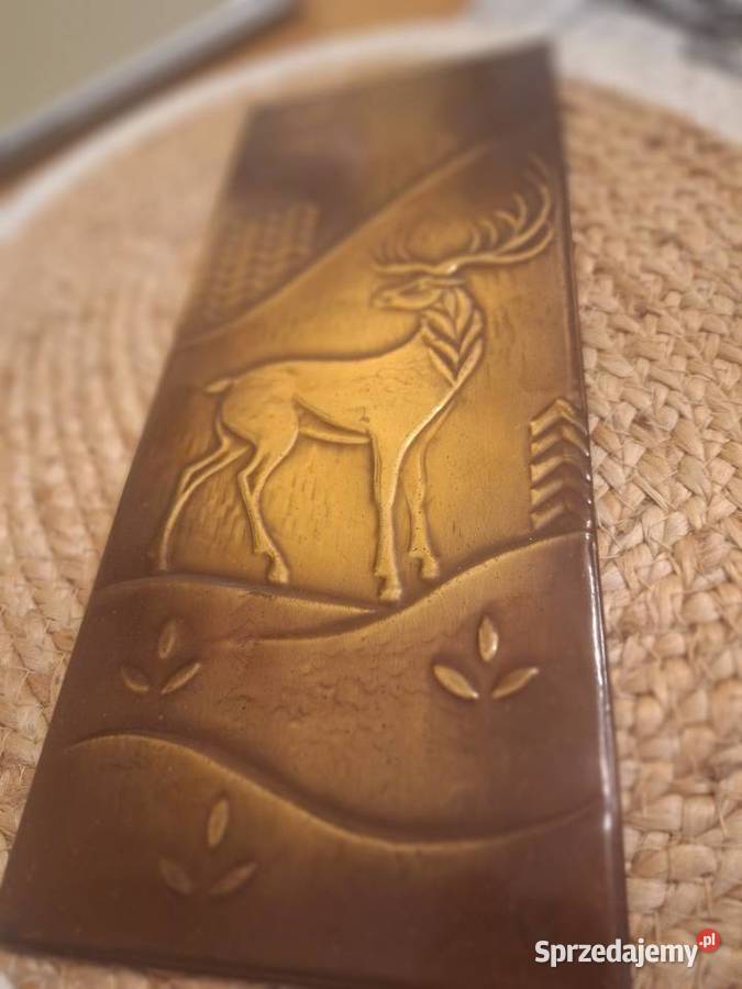 Płaskorzeźba vintage tłoczona na miedzi Dekoracje i ozdoby Strzyżów sprzedam