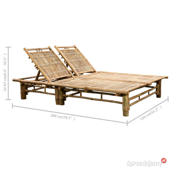 2osobowy leżak z poduszkami bambusowy WM3063947
