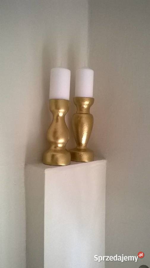 Świeczniki drewniane toczone dekoracje ślubne Poznań sprzedam