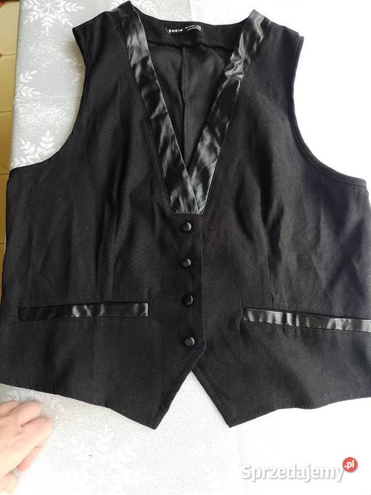 4042 LXL Shein Czarna biznesowa kamizelka Groszki Kraków