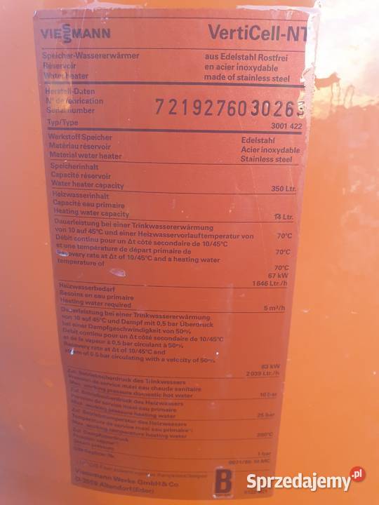 Bojler nierdzewny Viessmann 350 pionowy Zborowskie sprzedam