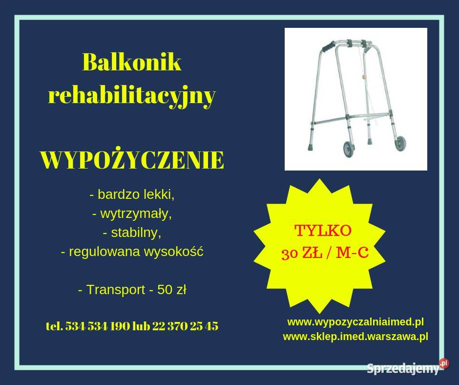Balkonik chodzik rehabilitacyjny - Wypożyczalnia - Warszawa