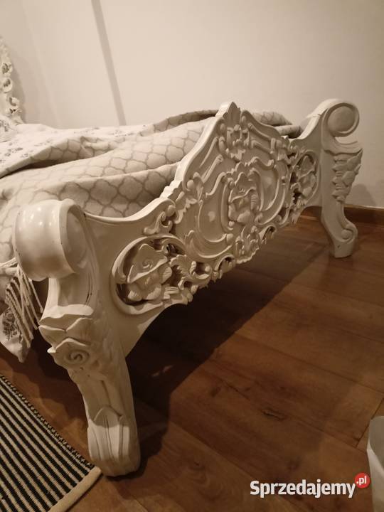 Łóżko Mahoń Białe Rzeźbione