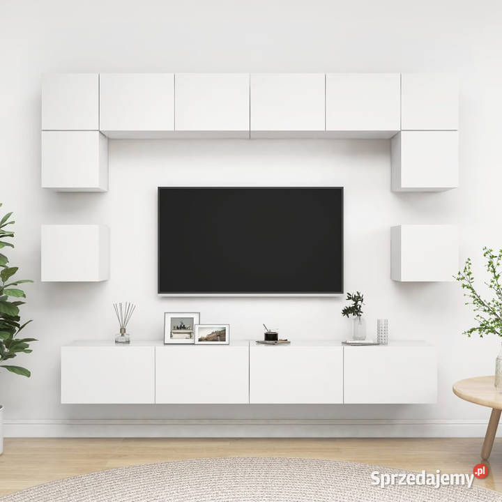 8cz zestaw szafek TV biały materiał Warszawa