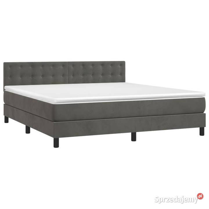 Łóżko kontynentalne z materacem i LED szary 88cm