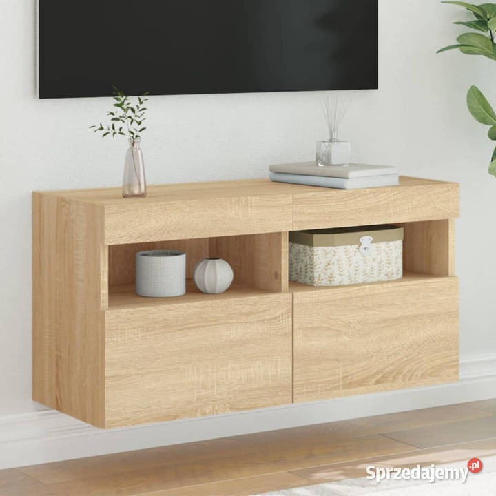Ścienna szafka TV z LED dąb sonoma 80x30x40 Warszawa sprzedam