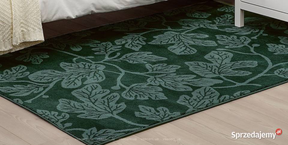 Dywan Ikea Hildigard zielony w liście 133x193 Gdańsk