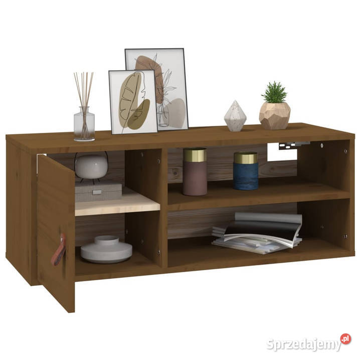 Szafka ścienna miodowy brąz 80x30x30 lite drewno Półki