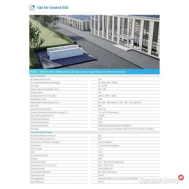 Magazyn Energii DEYE MSGS2152H3 215kWh 100kW CI Instalacje małopolskie sprzedam