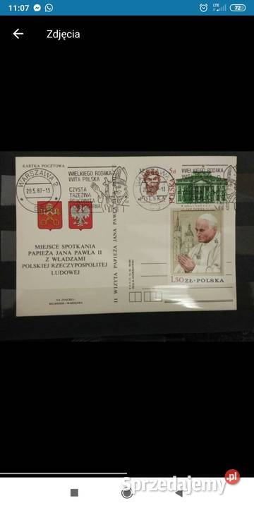 Pocztówka wizyta papieża w Polsce pieczęci dolnośląskie Bolesławiec