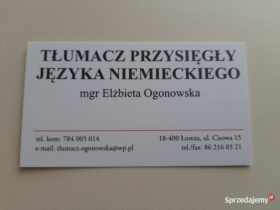 NIEMIECKI KOREPETYCJE TŁUMACZENIA ŁOMŻA CISOWA