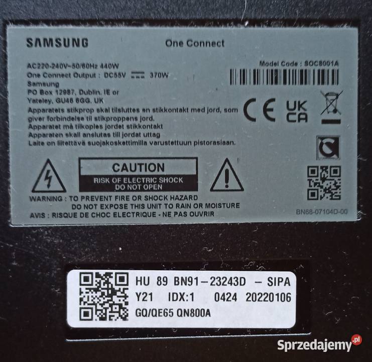 ONE CONNECT SAMSUNG SOC8001A QE65QN800AT Samsung Lędziny