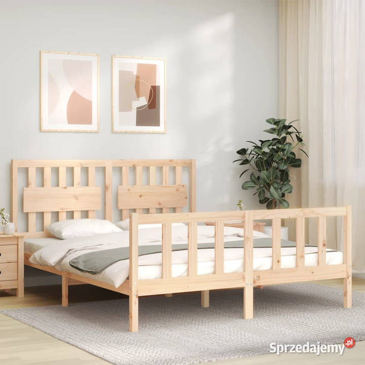Rama łóżka z wezgłowiem lite drewno WM3192431 205cm Warszawa sprzedam