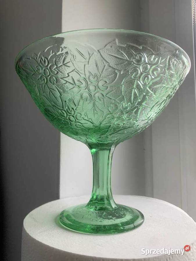 Zielona piękna Patera Huta Niemen wzór borówki P Łowicz