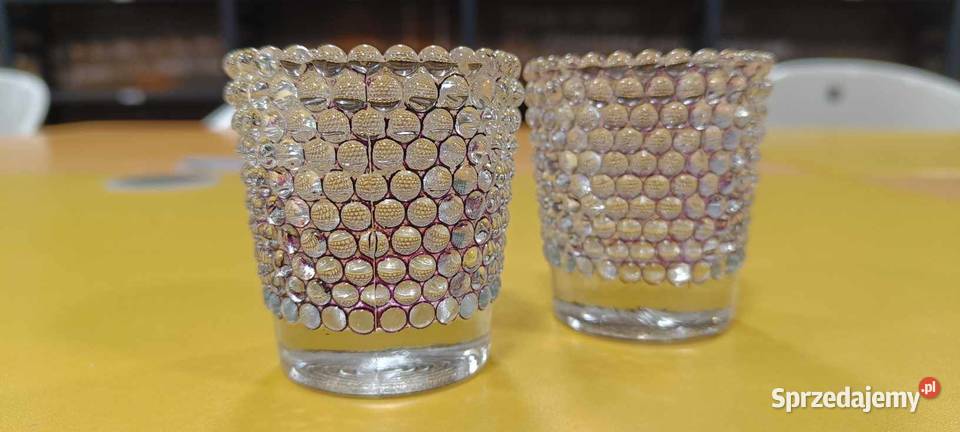 Dwa małe świeczniki szklane Warszawa
