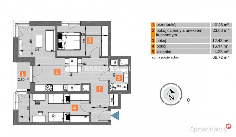 Mieszkanie Kraków os Piastów 6672m2 3pok Liczba pokoi 3