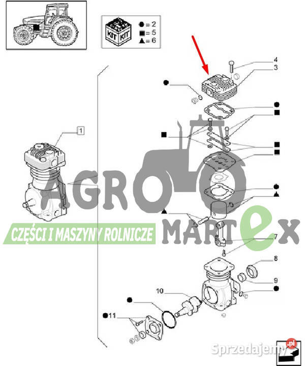 84164374 4111419262 GŁOWICA CYLINDRA SPRĘŻARKI Wichrów