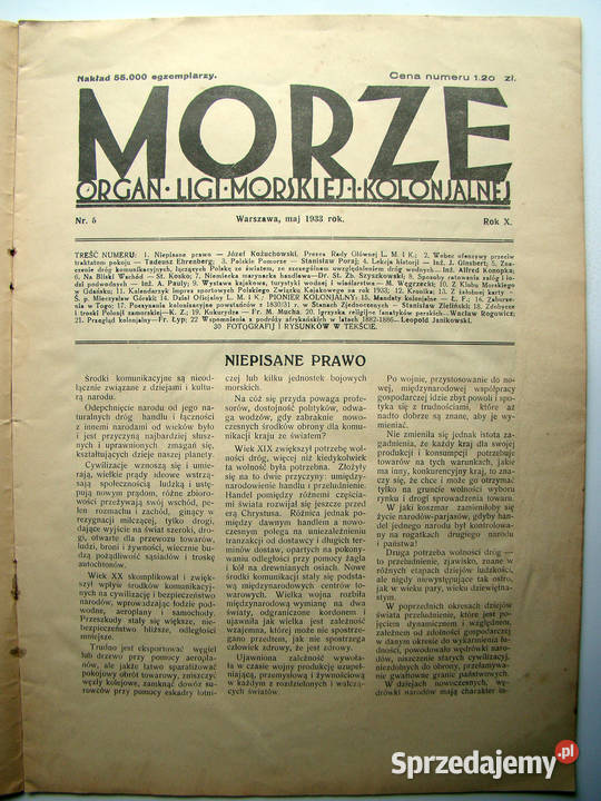 Morze 5 1933 X Organ Ligi Morskiej i Kolonialnej Limanowa