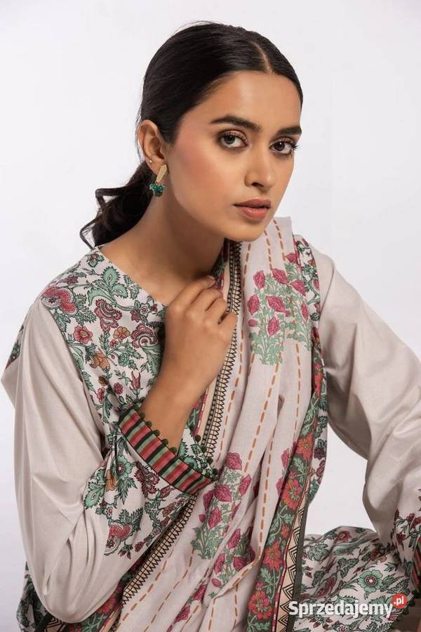 Duża chusta szal dupatta kwiaty bawełna orient