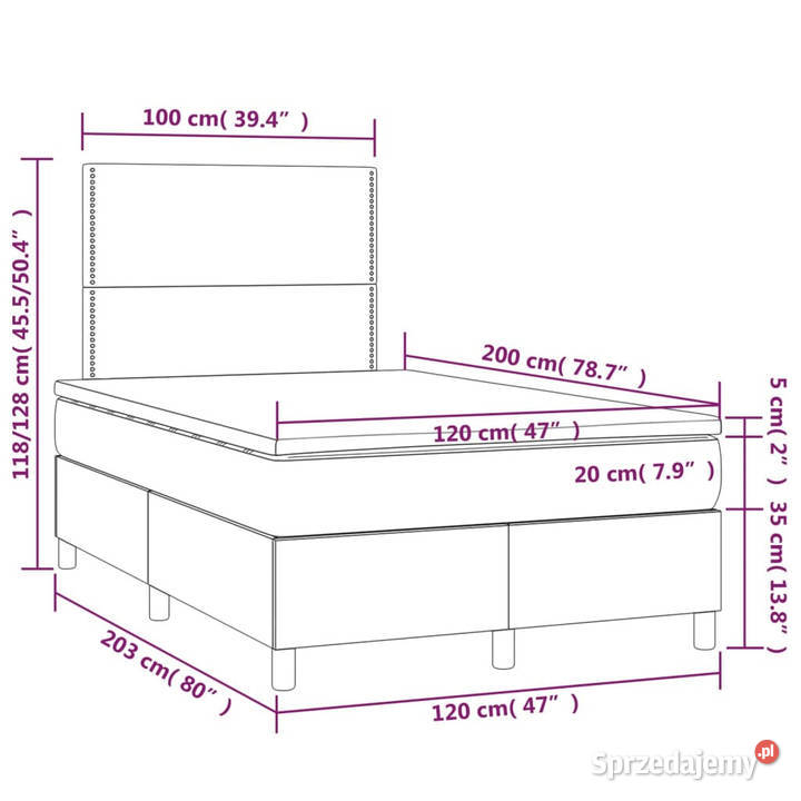 Łóżko z Materacem Kontynentalne Czarne Aksamit 128cm sprzedam