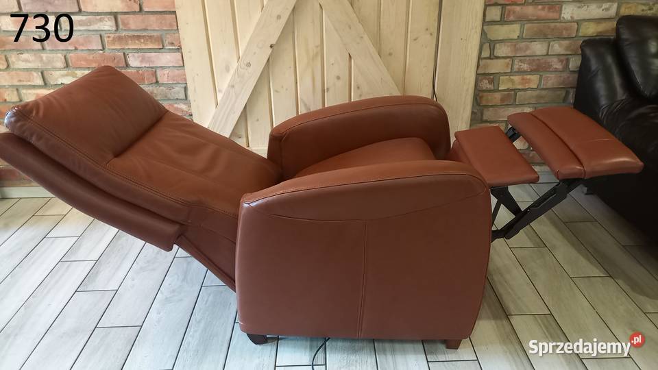 Fotel skórzany rozkładany relax na pilot brązowy 80cm Fotele i krzesła obrotowe Gawroniec sprzedam