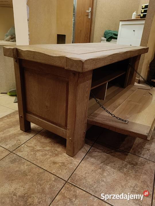 Skrzynia dębowa ciężka zachowana w oryginale Lipno