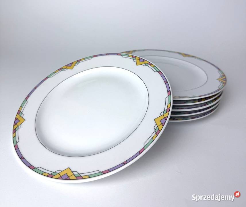 Talerzyki Art Deco zestaw 6 sztuk wzór Kraków