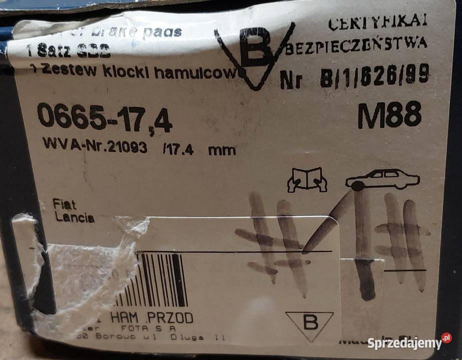 KLOCKI HAMULCOWE PRZÓD FIAT CROMA LANCIA DELTA