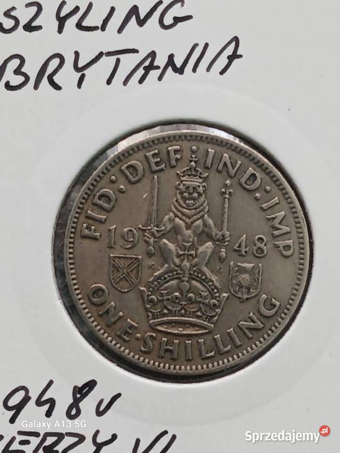 1 Szyling W Brytania 1948 r Jerzy VI Typ II Konin