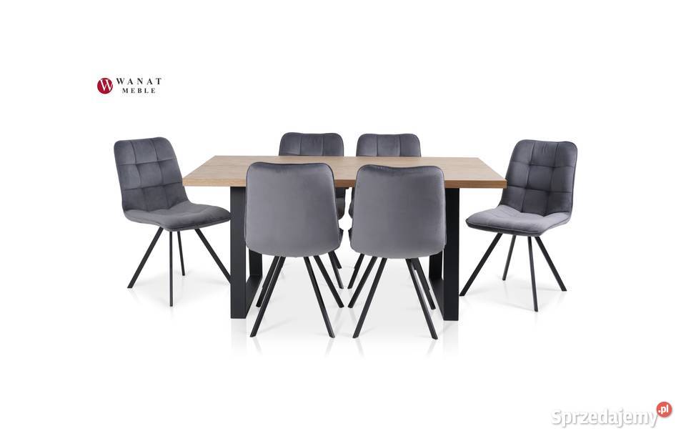 Stół LINDO +6 Krzeseł ALEX metalowe nogi Producent