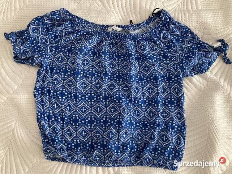 Błękitna bluzka crop top HM S dziewczęca Rozmiar 36(S) Moda i Styl Ząbki