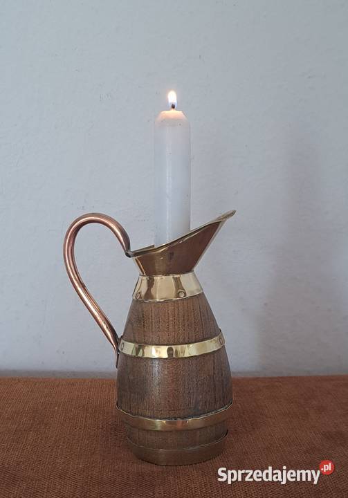 drewniany dzbanuszek świecznik z metalowymi Warszawa