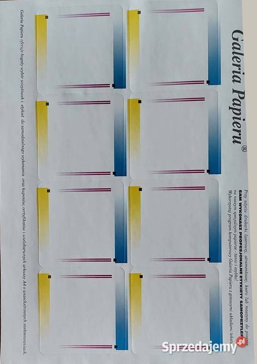 ETYKIETY DUŻE 5 opakowań 12 arkuszy arkusz 8 Częstochowa