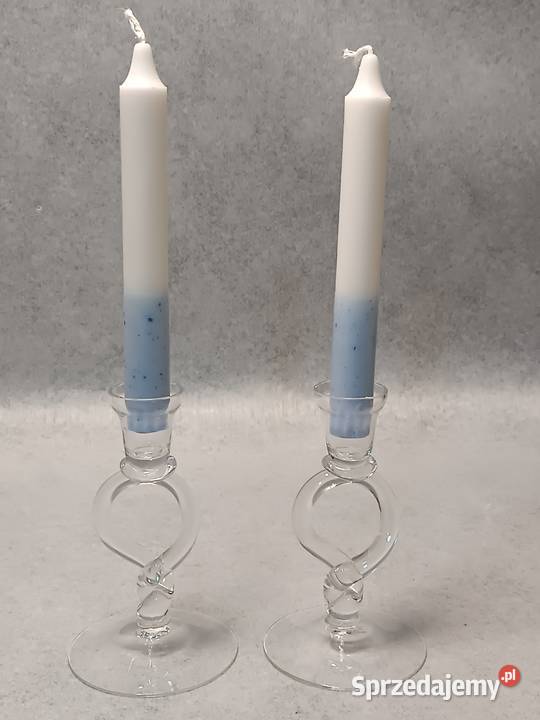 Szklany Świecznik Przezroczysty Para Świeczników Zakopane