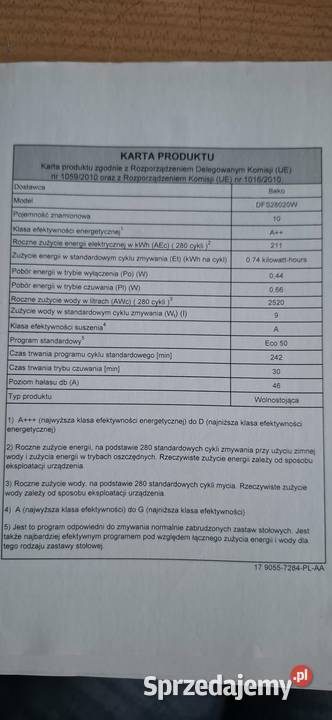 Zmywarka Beko DFS28020W 45 sprawna Katowice