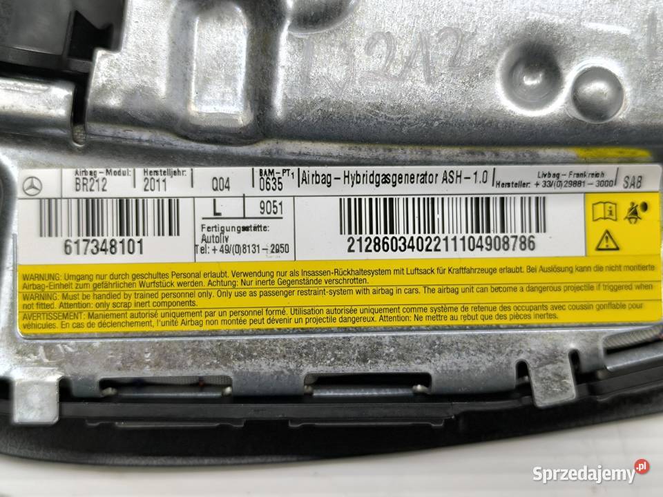 PODUSZKA FOTELA AIR BAG LEWA EKLASA W212