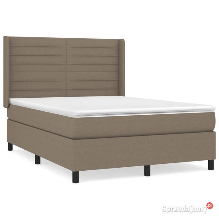 Łóżko kontynentalne z materacem taupe tkanina 147cm