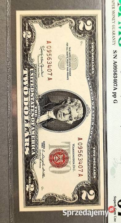 USA 2 Dolary 1963 r NOTA PMG 67 EPQ Kolekcje Węgorzewo